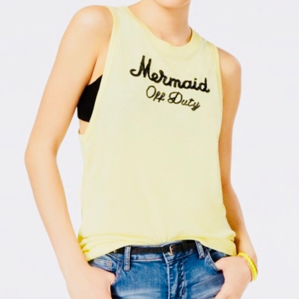 Freeze Mermaid Off Duty Yellow Tank Black Sequin M